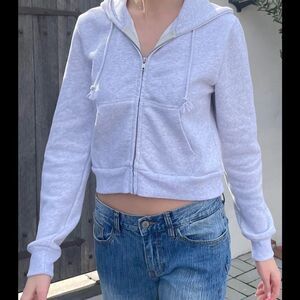 Brandy Melville Gray Crystal Cropped Hoodie